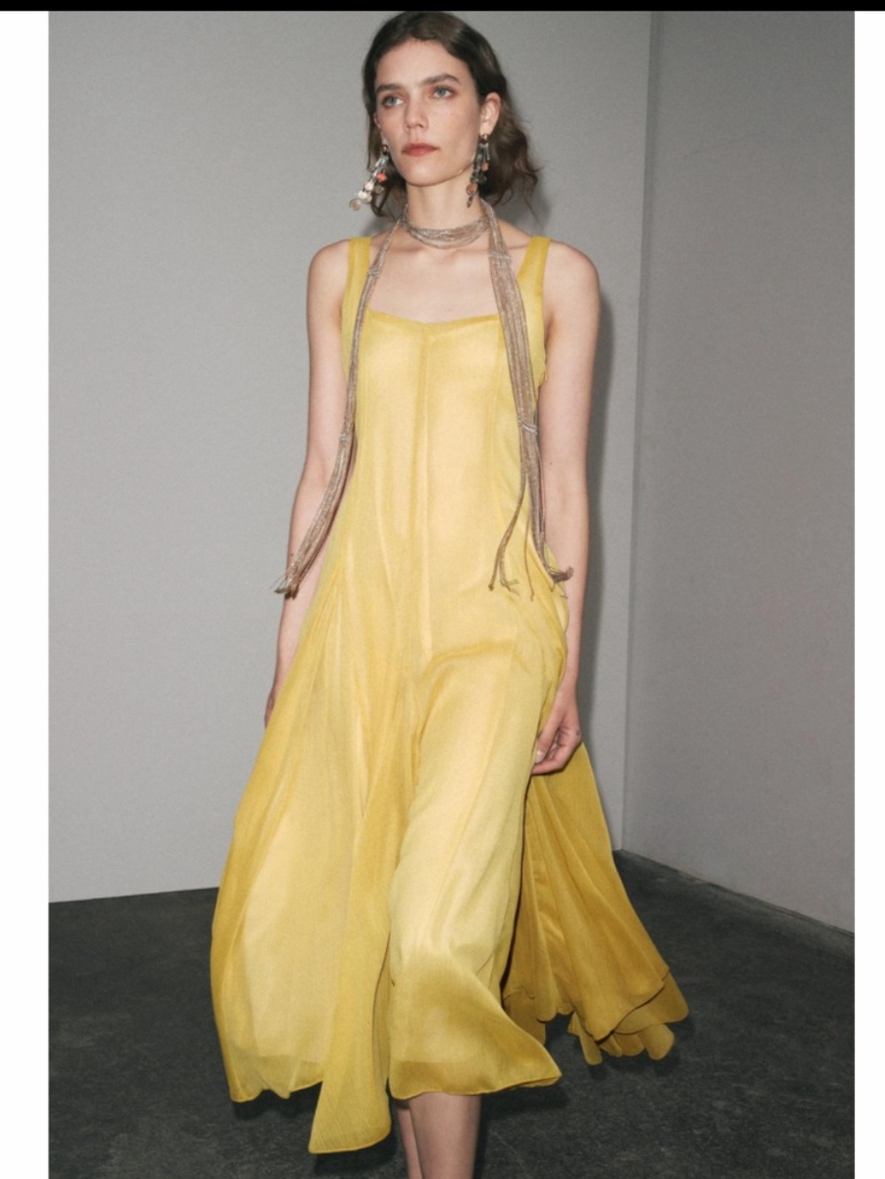 Zara Yellow Midi Dress